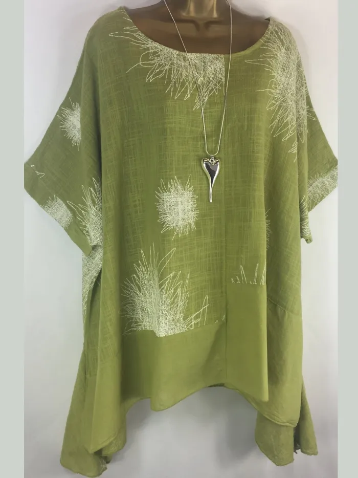 Half Sleeve Floral-Print Casual Blouse