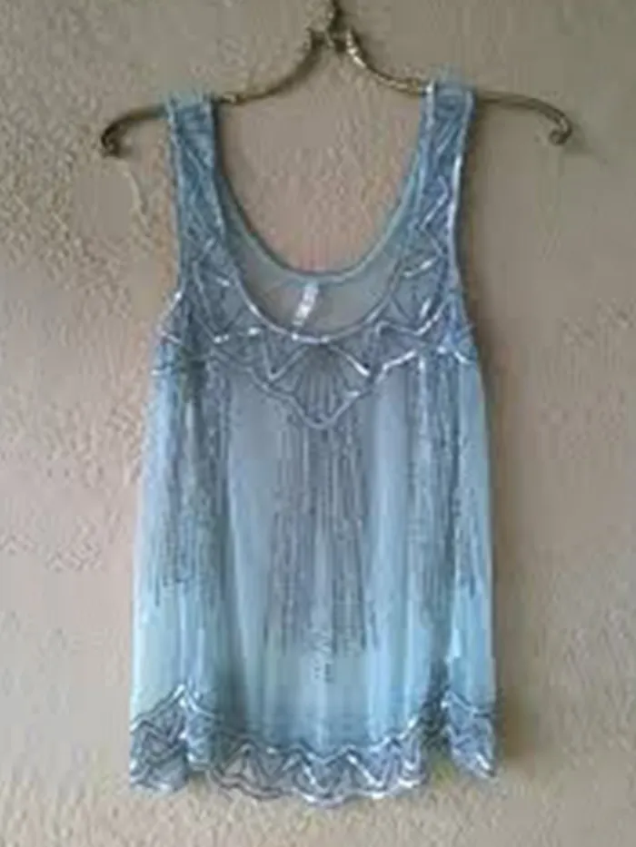 Casual Sleeveless Round Neck Plus Size Tops