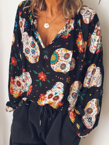 Flower Casual Printed Shirts & Tops