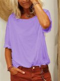 Short Sleeve Solid Casual Shirts & Tops