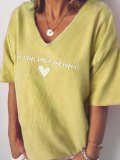 Casual Short Sleeve V Neck Cotton-Blend Shirts & Tops
