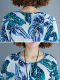 Women Short Sleeve Round Neck Vintage Floral Casual Tops