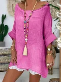 Plus Size   Women   Half   Sleeve  V-neck  Vintage  Casual   Tops