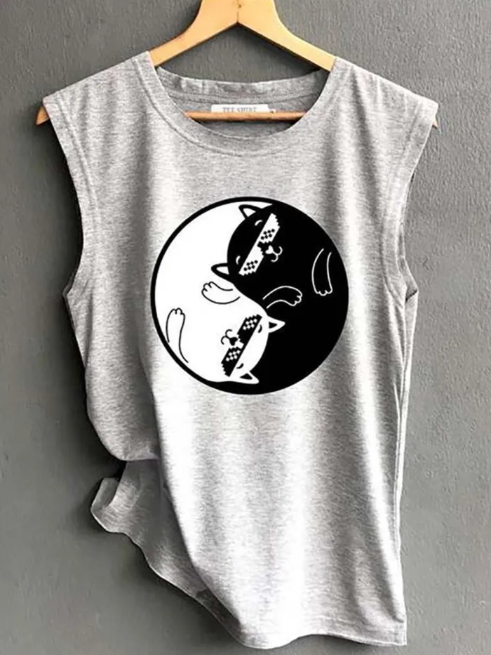 Sleeveless Cotton-Blend Casual Shirts & Tops
