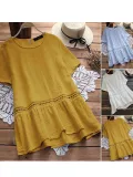 Elegant Solid Cotton-Blend Shirts & Tops