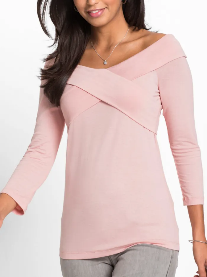Women Off-Shoulder Criss-cross Vintage Solid Appliqued Cotton T-Shirts