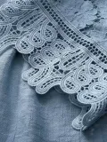 Women Casual Loose Lace Cutout Tops Tunic Blouse Shirt