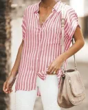 Striped Relaxed Fit Button Down Top
