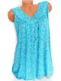 Summer Women Floral V Neck Sleeveless Blouses