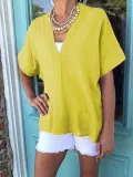 Women Casual V Neck Tops Tunic Blouse Shirt