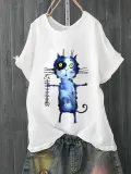 Short Sleeve Cotton-Blend Round Neck Sweet Shirts & Tops