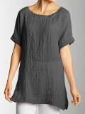 Side Slit Short Sleeve Plus Size Shirts