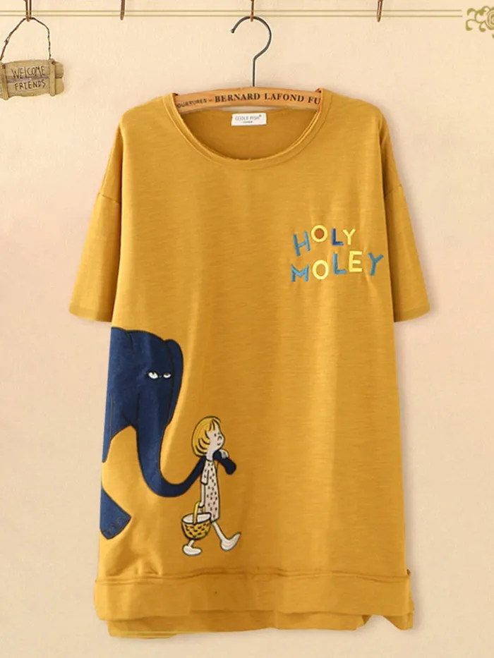 Casual Short Sleeve Round Neck Plus Size Tops