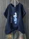 Short Sleeve Cotton-Blend Round Neck Sweet Shirts & Tops