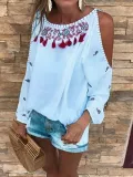 Sweet Long Sleeve Off Shoulder Casual Tops