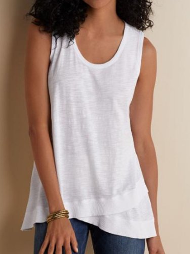 Cotton-Blend Solid Casual Shirts & Tops