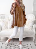 Women Casual Tops Long Sleeve Cotton Patchwork Summer Tops