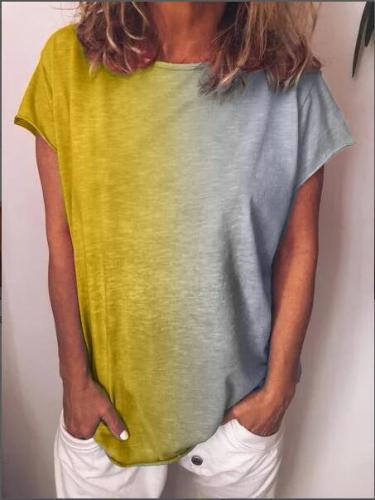 Cotton-Blend Casual Color-Block Shirts & Tops