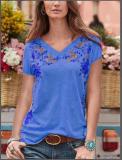 Cotton-Blend Short Sleeve Printed Shirts & Tops