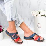 Women Flowers Summer Low Heel Pu Holiday Slippers