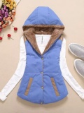 Coral Velvet Sleeveless Solid Cotton Hoodie Appliqued Vest