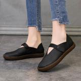 Women PU Flat Loafers Casual Comfort Magic Tape Shoes