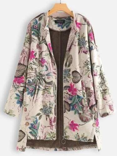 Casual Printed Long Sleeve Cotton-Blend Outerwear