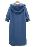 Casual Hoodie Denim Buttoned Coat