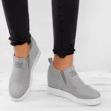 Women Faux Suede Wedge heel Sneakers Slip on Breathable Shoes