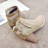 Women Flocking Booties Casual Zipper Plus Size Shoes