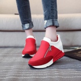 Solid Color Zipper Spring/Fall Athletic Flat Heel Running Hiking Shoes Thick Bottom Platform Shoes