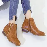 Women Ankle Boots Casual Chic Zipper Boots Artificial Leather Leopard Booties