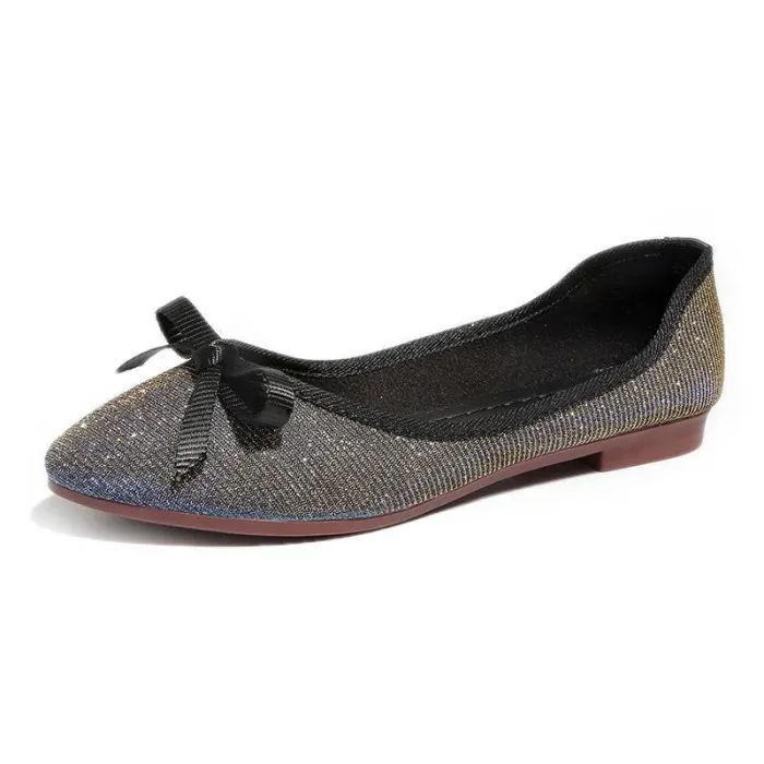 Women Bowknot  Sparkling Glitter Flats Casual Comfort Slip On Shoes