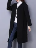 Gray Long Sleeve Embossed Solid Coat