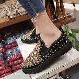 Red PU Spring/Fall Rhinestone Loafers