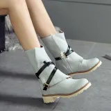 Women Plus Size Chunky Heel Adjustable Buckle Spring/Fall Boots