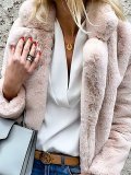 Faux Fur Elegant Paneled Solid Quilted Coat