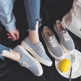 Black Stripe Canvas Lace-up Spring/Fall Daily Flats