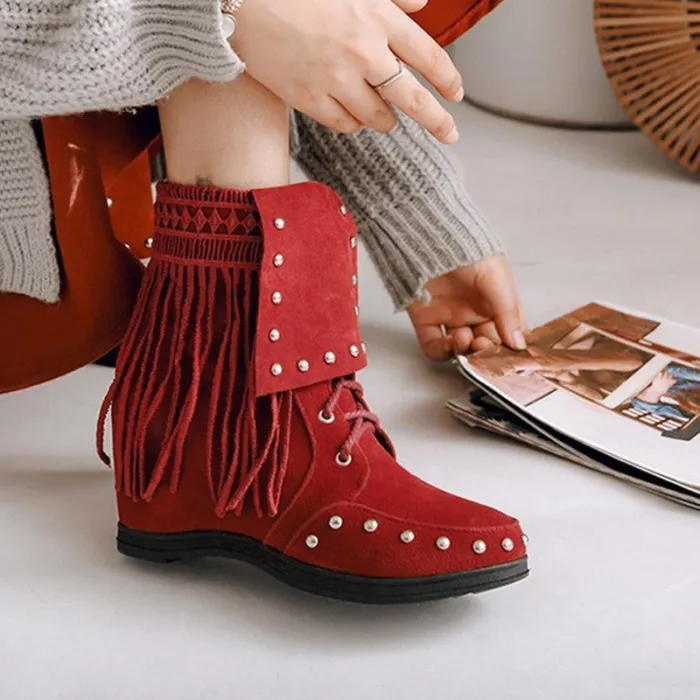 Women Vintage Booties Casual Plus Size Slip On Shoes