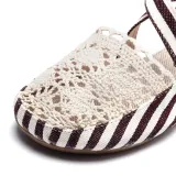 Women Preppy Canvas Fisherman Shoes Buckle Hollow Out Flats