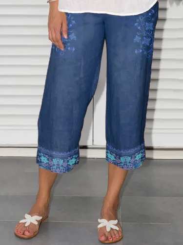 Bohemian Floral-Printed Casual Pants