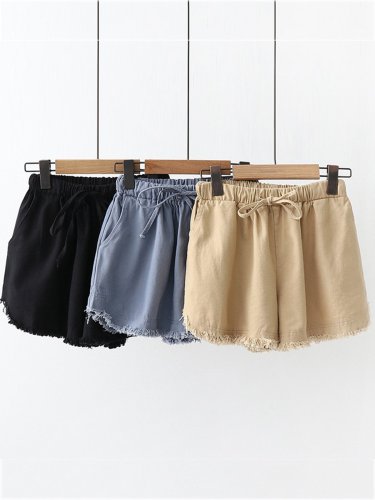 Summer Casual Pockets Cotton Pants