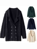 Double-Breasted Lapel Pockets Knit Wear Cardigans
