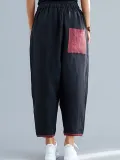 Plus Size Women Vintage Plain Casual Pants