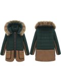 Color-block Zipper Pockets Hoodie Coat