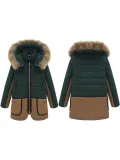 Color-block Zipper Pockets Hoodie Coat