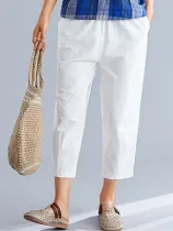 Plus Size Women Plain Casual Pants