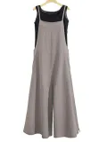Pockets Linen Casual Loose Solid Plus Size Jumpsuits