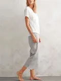 Plain Cotton-Blend Pants