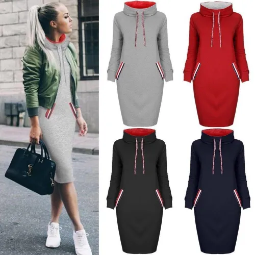 Winter Hot Style Multicolor High Collar Bottom Dress